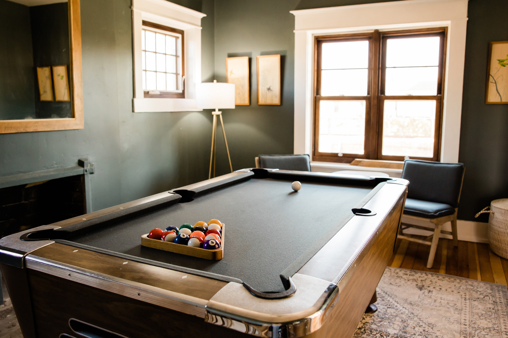 
Billiard Balls on the Game Table in a Room 
